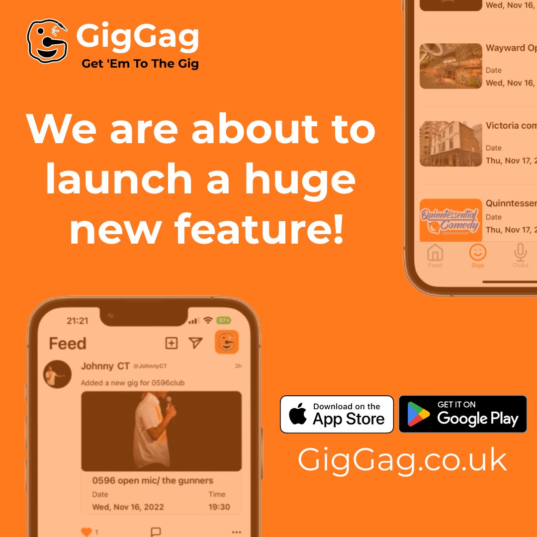 We are about to launch a huge new feature!

#GigGag #App #Standup #StandupComedy #iOS #Android #NewFeature #Comedy #Funny #Laugh #Hilarious #LondonComedy #BirminghamComedy #ManchesterComedy #LiverpoolComedy #BrightonComedy #EdinburghComedy