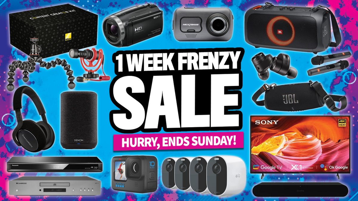 VideoproAU's tweet photo. The Videopro 1 Week #FRENZY #Sale is on now! Prices slashed on #TVs, #Soundbars, #Headphones, #Mics, #Cameras + MORE! 

Shop: https://t.co/5iSIyDQJh7

#avdeals #techdeals #sonos #arlo #nikon #jbl #gopro #polk #denon #sennheiser #sony #cambridge #lg #tcl #hisense #samsung #klipsch https://t.co/m805Ks7UbX