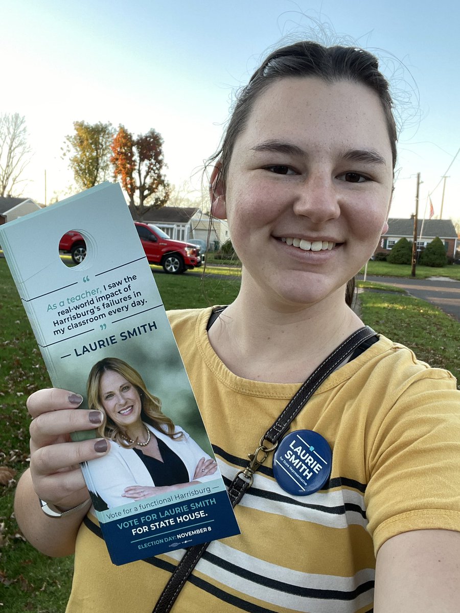 Had one of the best conversations today out knocking for <a href="/LaurieSmith4PA/">Laurie Smith for State Rep.</a> with <a href="/PAHDCC/">PA House Dems</a>!! 

Turns out we share the same taste in hair clips and in representatives 😁