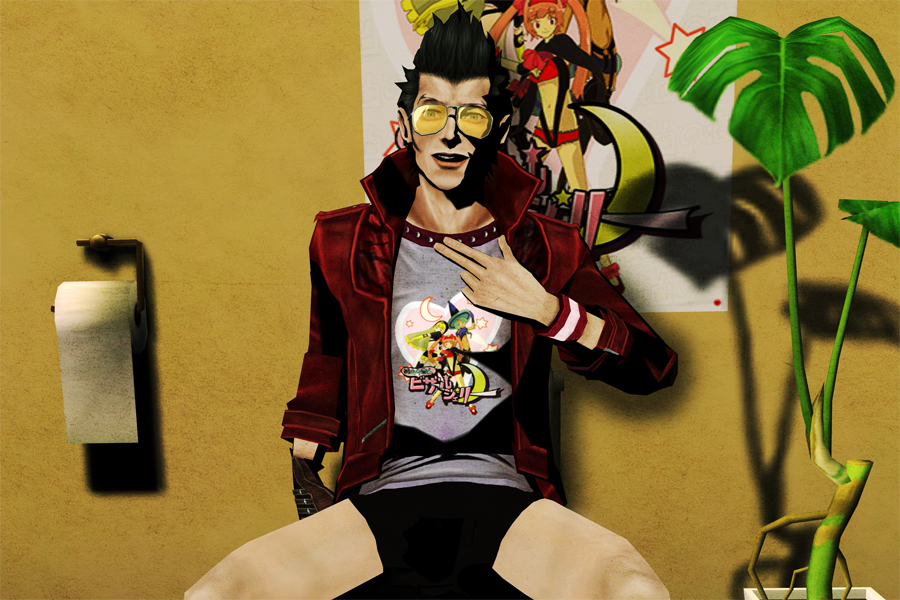 TravisDiesAgain's tweet photo. I apologize for being such an insufferable NMH fan to the point that whenever I see a character using the toilet the first thing I think of is Travis Touchdown. https://t.co/5d4bdPUgbC