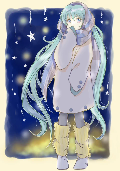 おはようございます 今日は皆既月食ですね  あったかミクさん、です  #初音ミク #イラスト #初音ミクイラスト