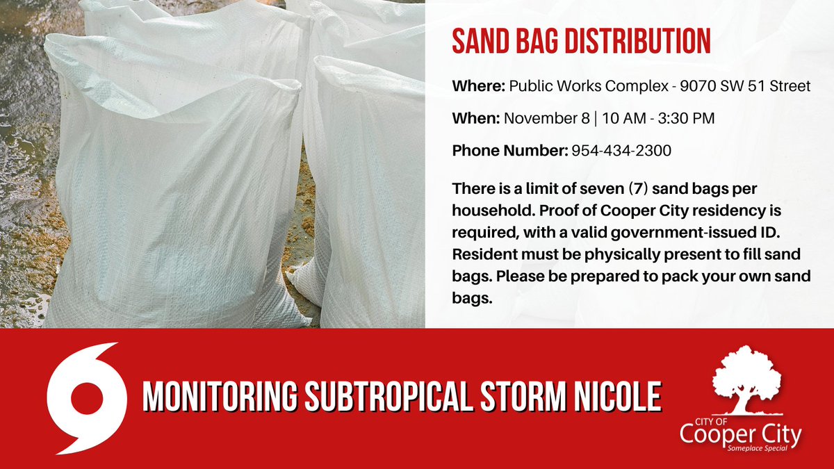 City of Cooper City on Twitter "Due to the potential for heavy rain