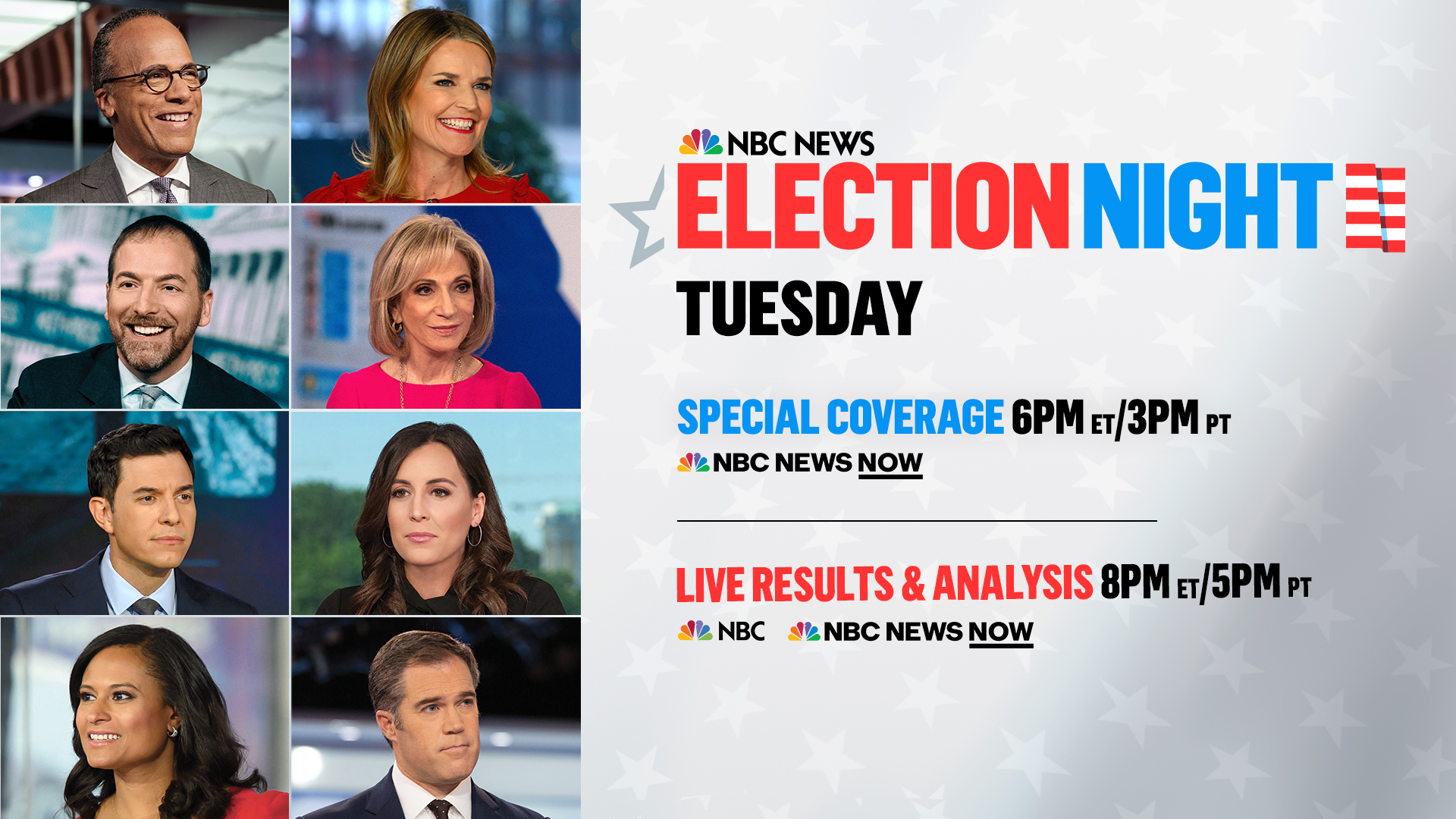 NBC News NOW X NBCNewsNow is your streaming home for the 2022 election night. Tune in at 6pm ET tomorrow as LlamasNBC and HallieJackson kick off election night coverage. Watch anywhere