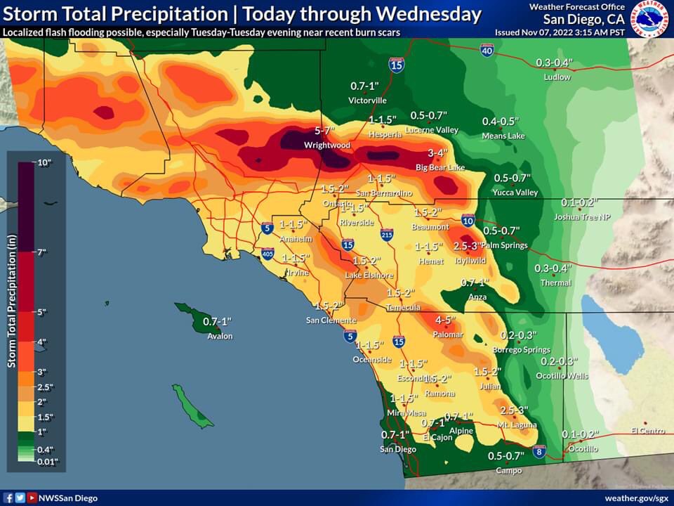 CityGardenGrove's tweet photo. The US National Weather Service San Diego California has issued a flash flood warning that may affect #GardenGrove, from late tonight through Tuesday evening.

#StaySafeGG and take extra precautions when driving in the rain, by slowing down and turning on headlights. #gg1956 https://t.co/n755AIqAzT