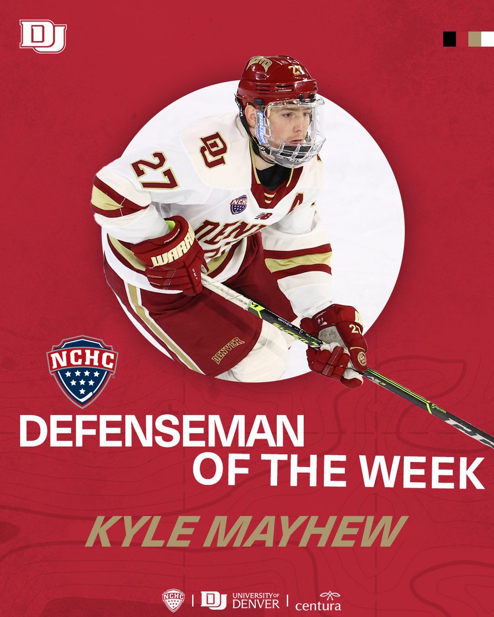 Congratulations to senior Kyle Mayhew on being named <a href="/TheNCHC/">The NCHC</a> Defenseman of the Week.

Kyle is riding a 3-game point streak and had two points last weekend, including the game-winning goal on Saturday.

#GoPios