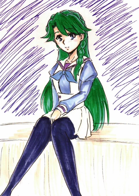 #プリキュア版深夜の真剣お絵描き60分一本勝負遅刻参加。ノーブル学園の制服って「紫の衣装」に入りますよね? 