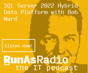 RunAsRadio's tweet image. SQL Server 2022 is built for a hybrid data world!

@bobwardms talks on RunAsRadio at runasradio.com/Shows/Show/852 about how SQL Server 2022 can go anywhere you need it to, from the edge to the cloud and everywhere in between.

New tools like Azure Arc make it easier to manage too!