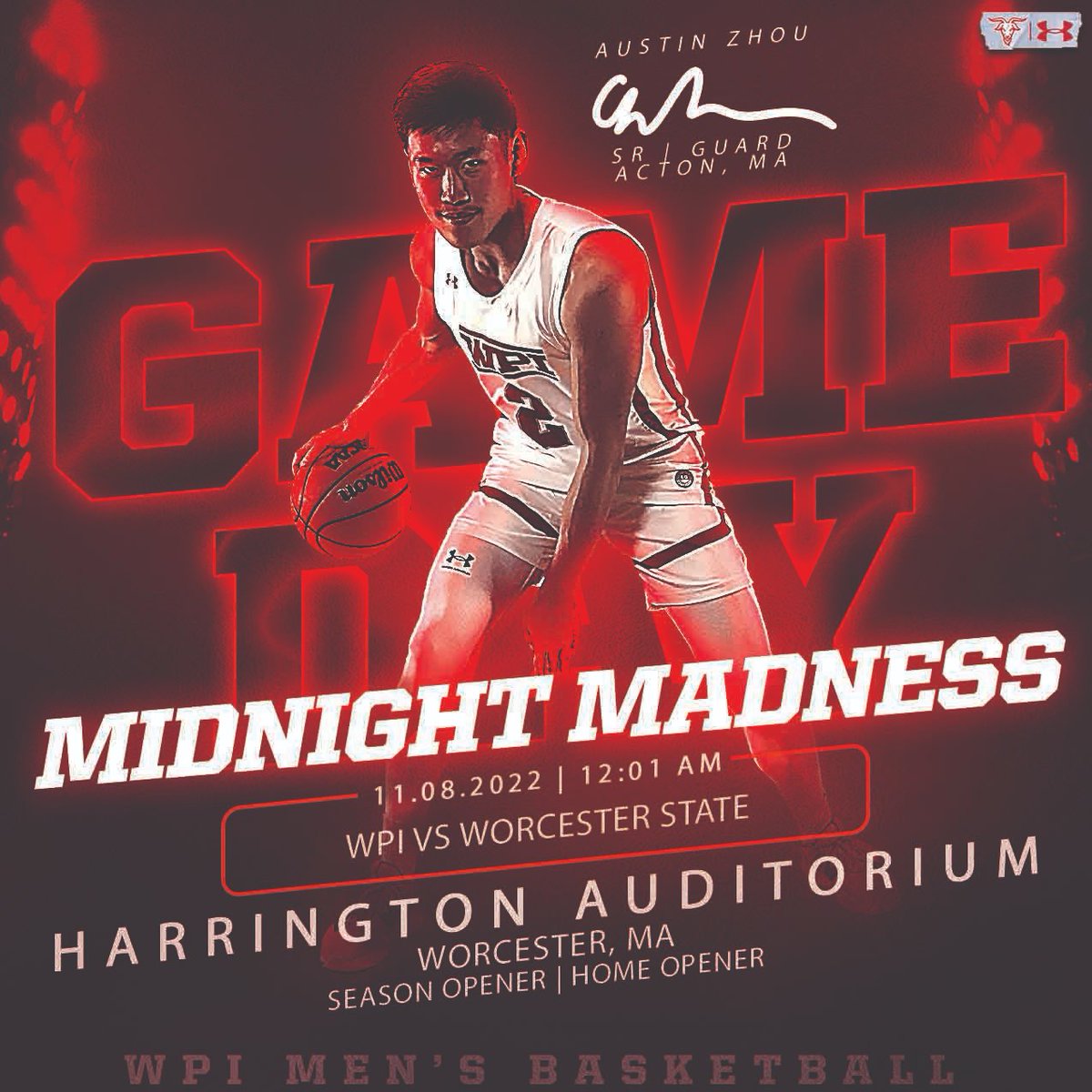 🔴GAMEDAY🔴

WEAR YOUR CRIMSON TONIGHT when you come to Harrington Auditorium as <a href="/WPIMBasketball/">WPI Men's Basketball</a> hosts <a href="/WSULancers/">Worcester State Lancers</a> in some Midnight Madness action!

Or follow along here 👀👇
🎥↠bit.ly/3eeUzNF
📊↠bit.ly/3zW7BHP

🏀𝚡🐐
#GoatNation #d3hoops