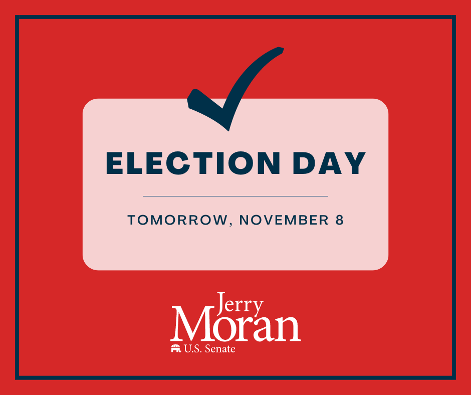 moranforkansas's tweet photo. TOMORROW is Election Day! I encourage all Kansans to vote tomorrow.

📍Find your polling location at https://t.co/w4mxw774cS

❓Find additional voter information at https://t.co/1YVep31GTz https://t.co/x2yXFWb5tP