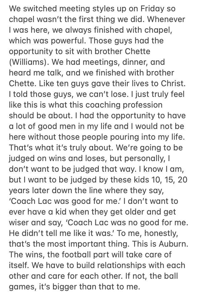 _JHokanson's tweet image. What an answer by Auburn interim head coach Carnell Williams when talking about what it truly means to him to be a football coach.