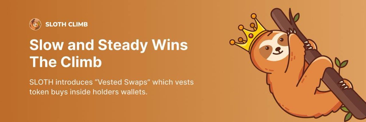 CryptoKuiil's tweet photo. The best #1000x  #memecoin  project of the world is revealed. 
Introducing @SlothClimb 
Unique new coin concept, innovative smart contract,  which introduces a new mechanism called “Vested Custodial Swaps”.

Yes now you are looking to next #shiba 

Read :
https://t.co/b46y6Es0wW https://t.co/mG0mVj9fK5