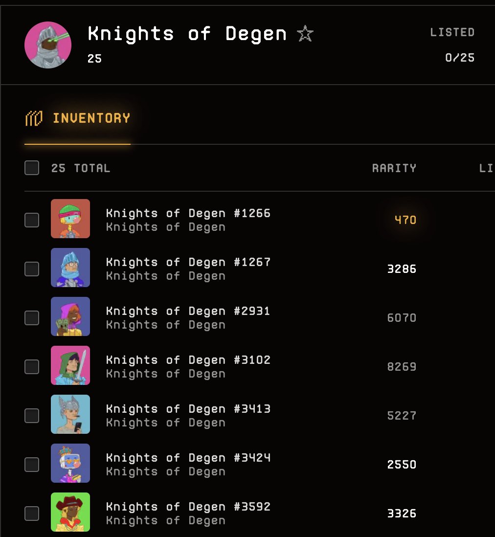 Bored Room Ventures just joined the <a href="/knightsofdegen/">Knights of Degen</a> Royal family. <a href="/DrewAustin/">Drew Austin</a> was one of the first people I met in Web3, and I trust what he's building. Glad to be along for the ride.