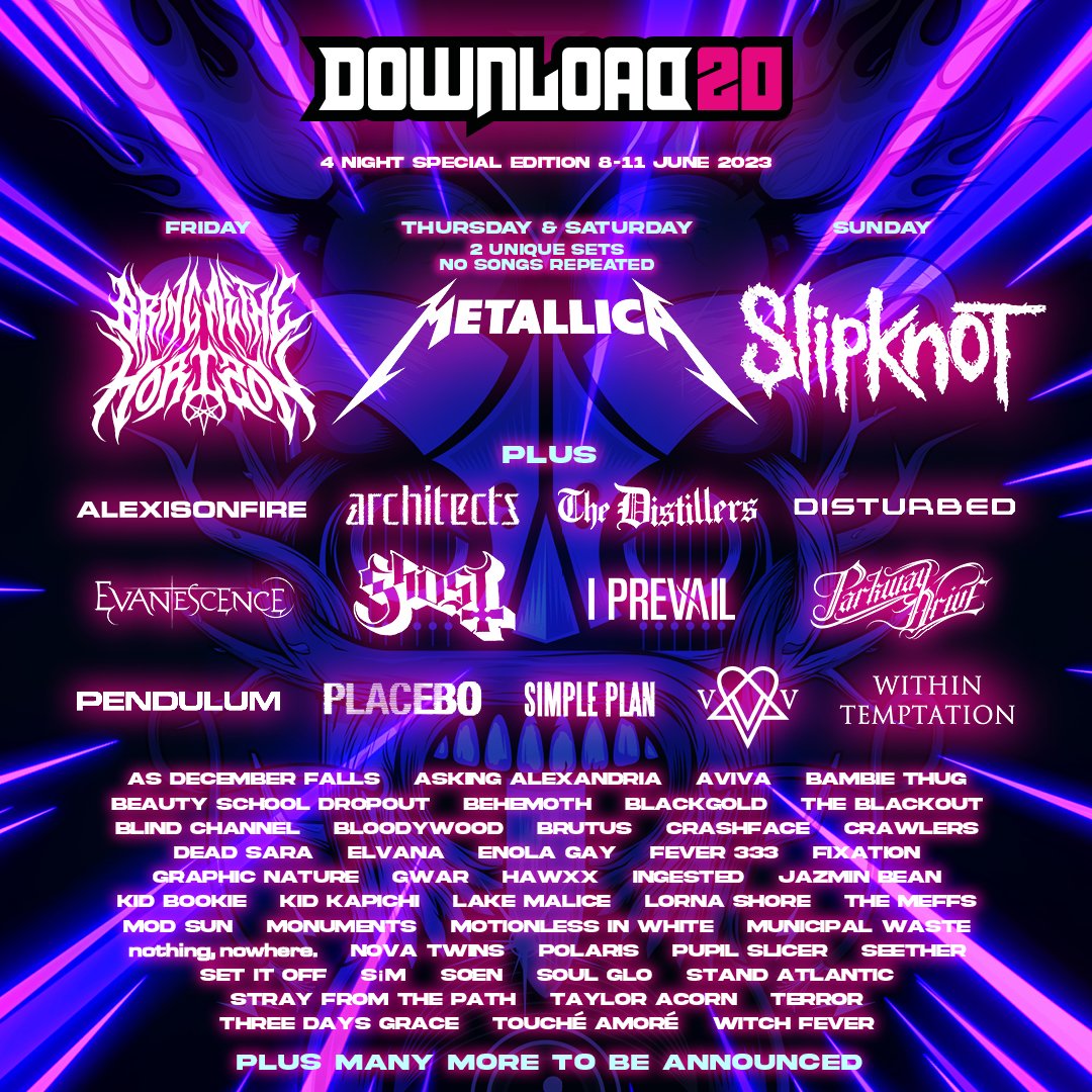slipknot's tweet image. .@DOWNLOADFEST 
Sunday 11 June 2023
On-Sale Thursday 10am UK
downloadfestival.co.uk 
#DL20