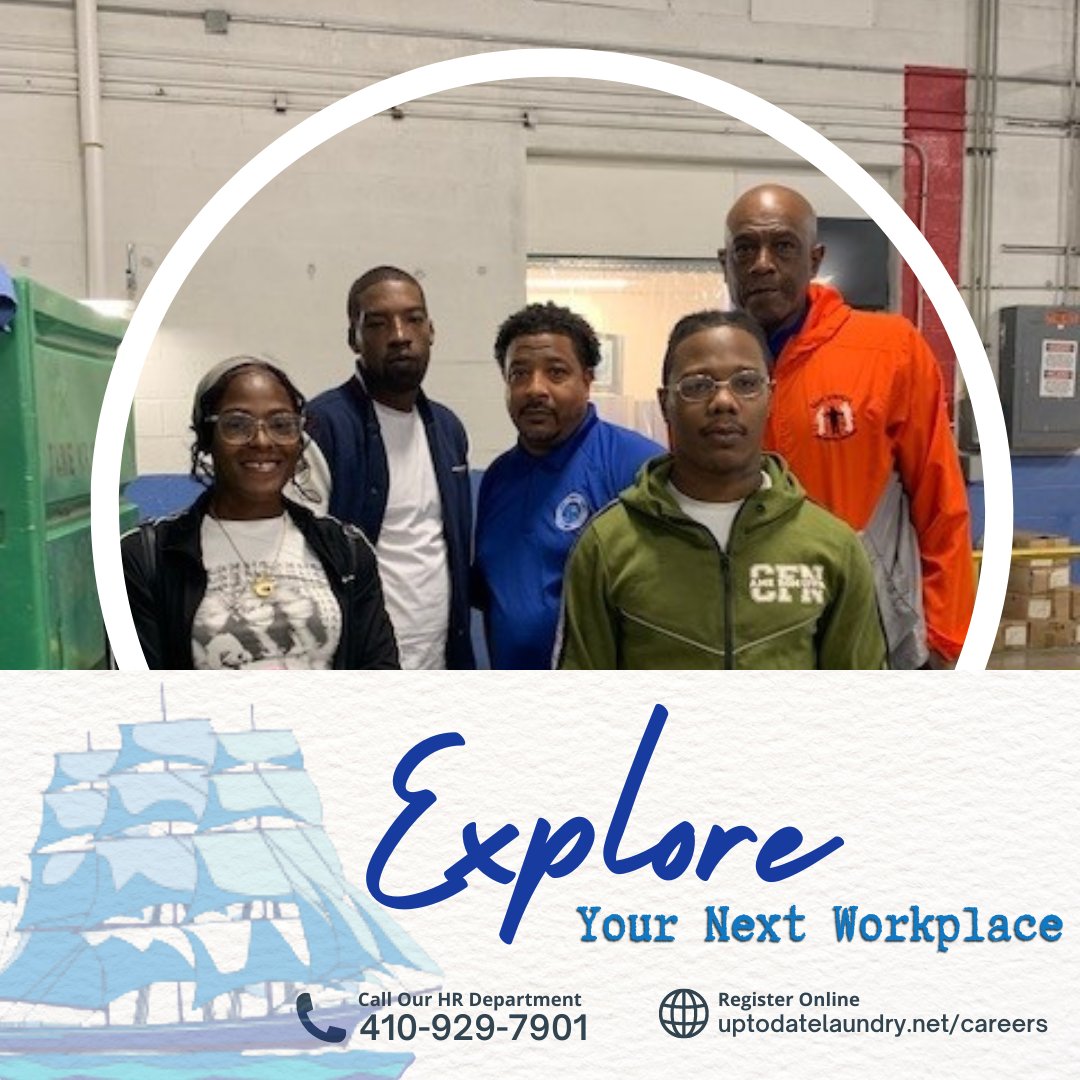 Come to work with us! 💼 Up To Date Laundry is currently hiring for several positions. Interested applicants can join us for an on-site tour of our facilities each Wednesday at 1PM. R.S.V.P. online today or contact our H.R. Dept. for details: 410-929-7901
uptodatelaundry.net/careers/