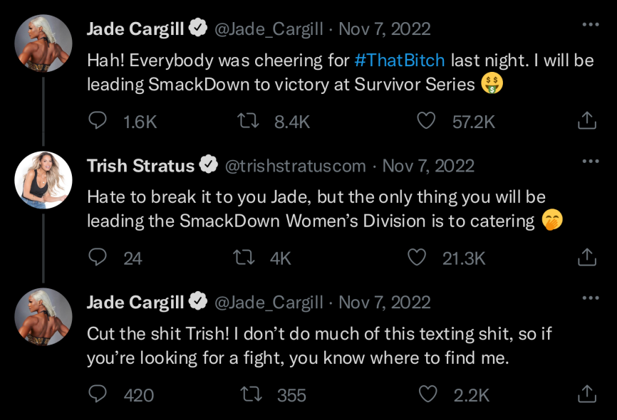 After a heated war of words on Twitter, Smackdown's Jade Cargill will face Raw's Trish Stratus at Saturday Morning Slam! https://t.co/Ryk48Ik0PU