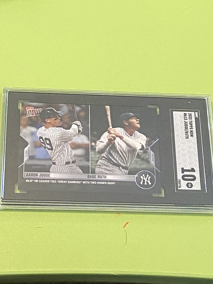 CardsJones's tweet image. 2022 Topps Now Aaron Judge/Babe Ruth SGC 10 150 dollars OBO Reasonable offers will be considered.  @HobbyConnector @sports_sell @HiveRetweets