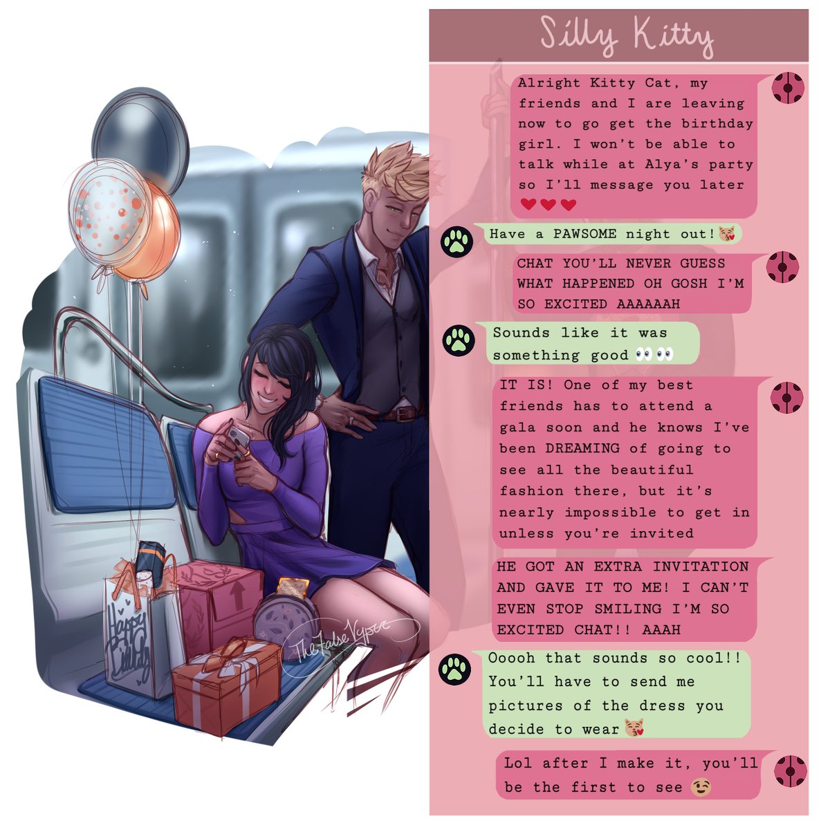 TheFalseVyper's tweet photo. The Ladynoir Texts Pt. 33

Drawing everyone in nice clothes for Alya's birthday! https://t.co/HduBuGqoLW