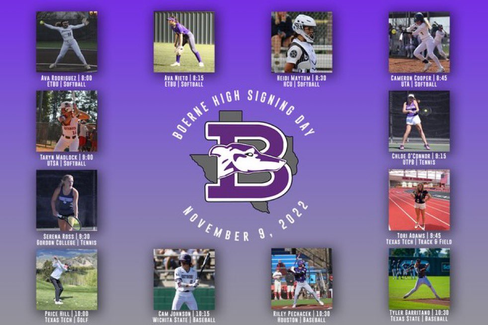 🤩This Wednesday Boerne HS has 12 Seniors signing to play at the next level! Congrats!🤩 

<a href="/BoerneISD/">Boerne ISD</a> <a href="/LeechStan/">Boerne ISD Athletics</a> <a href="/gohoundsgo_gabc/">Greyhound Athletic Booster Club (GABC)</a> <a href="/BoerneNews/">Boerne High News Network</a> <a href="/RadioBoerne/">Boerne Radio Sports 103.9FM</a> <a href="/BoerneStarSport/">Boerne Star Sports</a> <a href="/SA_HCPreps/">SA_Hill CountryPreps</a> <a href="/KSATbgc/">KSAT BGC</a> <a href="/Boerne_TX/">City of Boerne</a> <a href="/SA_Sports/">San Antonio Sports</a> @mysahighschools <a href="/hinojosa_david/">David Hinojosa</a> <a href="/VypeSATX/">VYPE San Antonio</a> <a href="/sa_terrence1/">SA_terrence1</a>