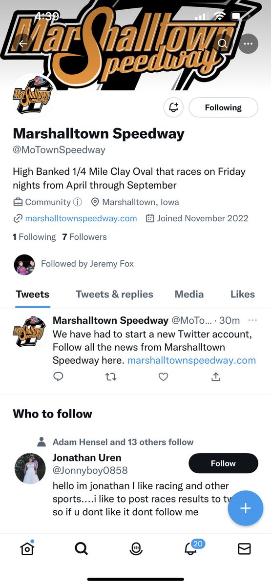trader_izc_'s tweet photo. Have you been following Marshalltown Speedway here @mtownspeedway.  Well, have a new one, because we could not access the old one.  Follow us at NOW at @MoTownSpeedway https://t.co/Jk2kgk4PMd