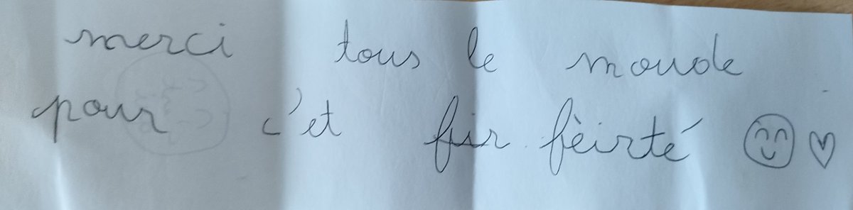 Et un mot altruiste d'1 élève qui remercie tous les autres de leurs fiertés