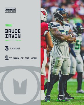 Bruce Irvin recorded his first sack of the season yesterday.