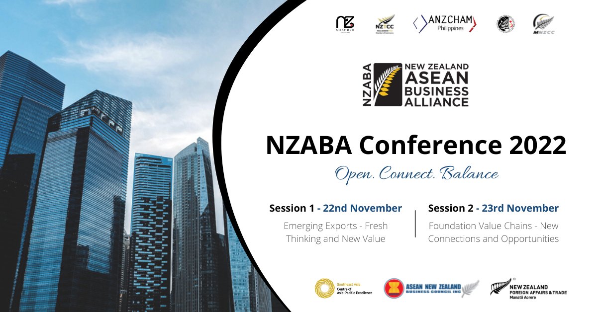 2 WEEKS TO GO: On November 22nd the NZABA, <a href="/CAPESEAsia/">Southeast Asia CAPE</a>, and <a href="/MFATNZ/">New Zealand Ministry of Foreign Affairs & Trade</a> will be kickstarting #NZABAConference '22. To join us, be sure to visit the links below!

Day 1 (in-person): bit.ly/3LWCws0
Day 1 (online): bit.ly/3BW5oMG
Day 2 (online): bit.ly/3SrzWNf