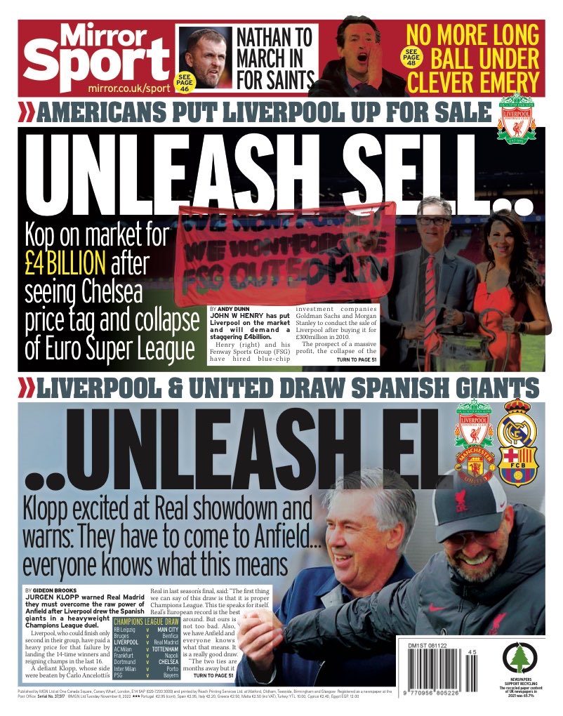 Allie HodgkinsBrown on Twitter "Tuesday’s MIRROR Sport “Unleash Sell