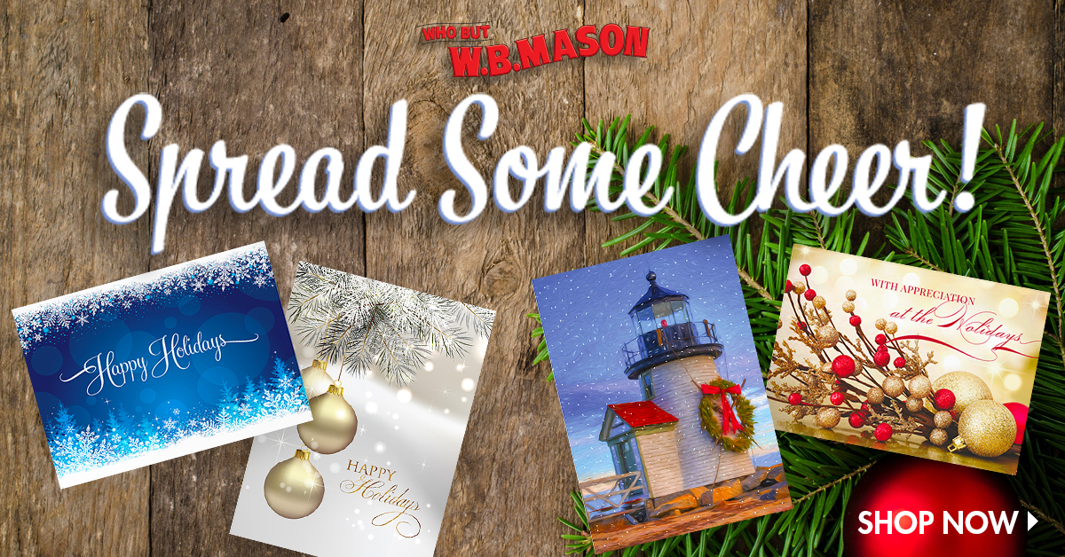 Spread some cheer! Shop our wide variety of holiday cards to send your well wishes this holiday season! ✨ #holiday #holidaycards #shopnow #whobut #wbmason wbmason.com/SearchResults.…