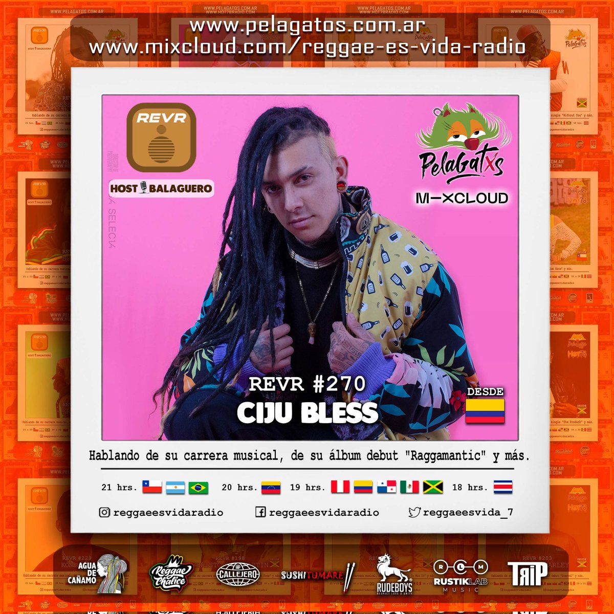 Y esta noche en REVR #270 tendremos una sesión que no querrás perderte! Recibiremos a otro destacado artista, desde 🇨🇴 <a href="/cijubless/">Brandon Rodriguez</a> estará en enlace vía telefónica con <a href="/balaguero_1/">BALAGUERO</a> a partir de las 21 hrs 🇨🇱 🇦🇷 19 hrs 🇯🇲 solo por <a href="/PelaGatosReggae/">PelaGatos Reggae</a>
⬇️⬇️⬇️
pelagatos.com.ar