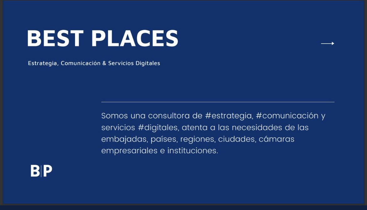 sdzotto's tweet photo. Llega #BestPlacesConsulting 
La consultora de diplomacia pública, comunicación y servicios digitales para embajadas, países, provincias, ciudades.
Un orgullo liderar codo a codo este proyecto junto a una profesional como @mimangiarotti https://t.co/tjteKwIs1k
