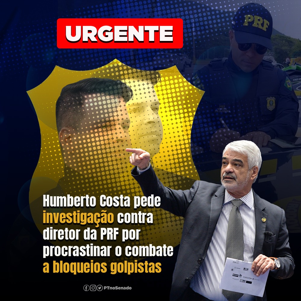 PTnoSenado's tweet photo. .@senadorhumberto aciona MP-TCU  contra o diretor da PRF, Silvinei Vasques. Queremos entender porque o combate a bloqueios golpistas demorou tanto, enquanto a operação no Nordeste que atrasou o deslocamentos de eleitores foi tão "efetiva". https://t.co/WT6IL6jCTR
