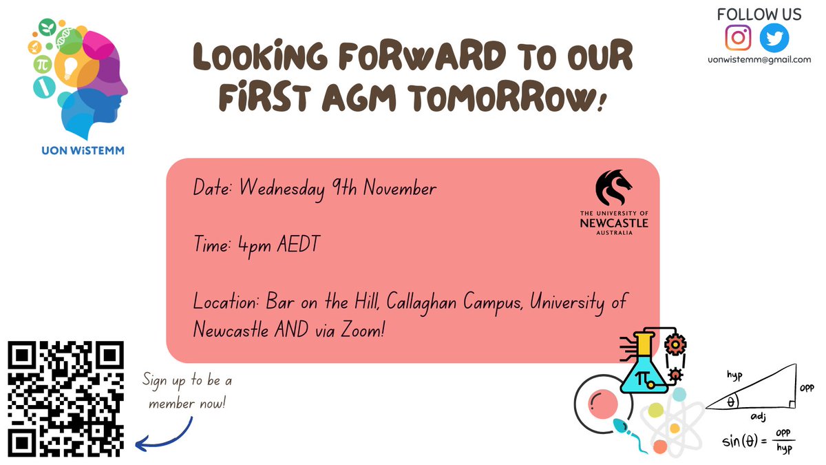 NEW DATE FOR OUR AGM! Please join us tomorrow at Bar on the Hill, Callaghan campus at 4pm! Reminder that all of the leadership positions for 2023 are up for grabs, so be sure to nominate yourself at the AGM tomorrow!
