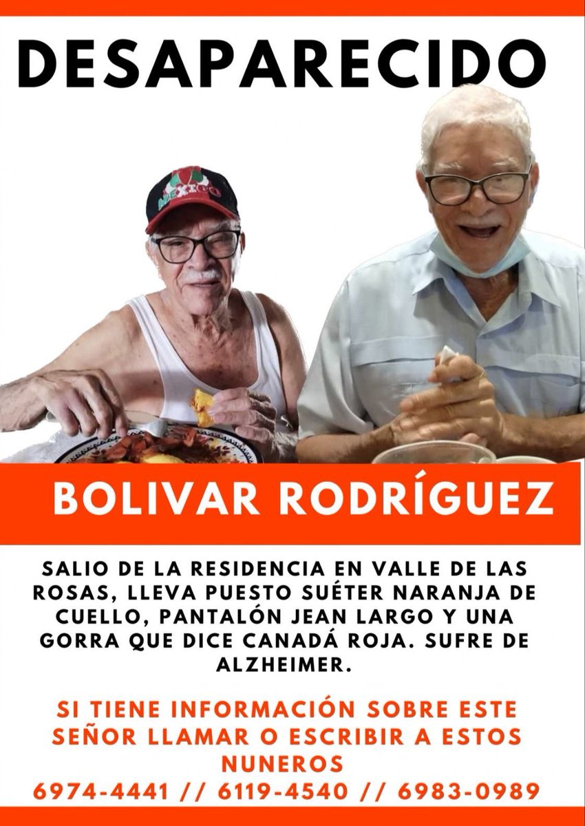Paulaflores05's tweet photo. Servicio Social: El Sr. de la publicación desapareció por el área de Loma Cová, en el adjunto los teléfonos de contacto por si tiene información que pueda ayudar a dar con su paradero. https://t.co/5141oX90xC