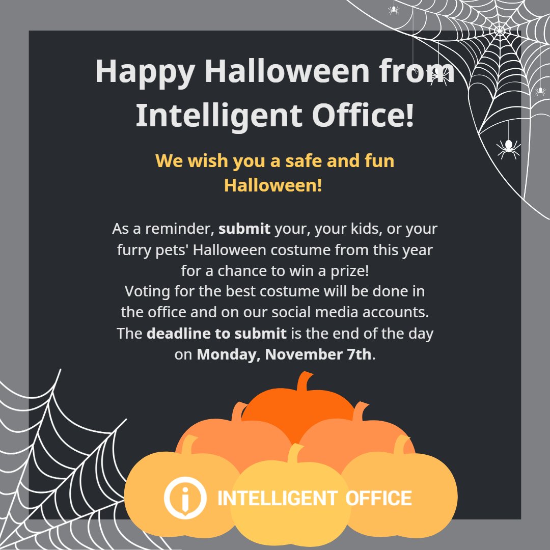 IO_RockvilleDC's tweet photo. Happy Halloween from our IO family to yours! To submit your Halloween costumes, send us an e-mail either at rockville@intelligetoffice.com or washingtondc@intelligentoffice.com. https://t.co/41FEmn4vBa