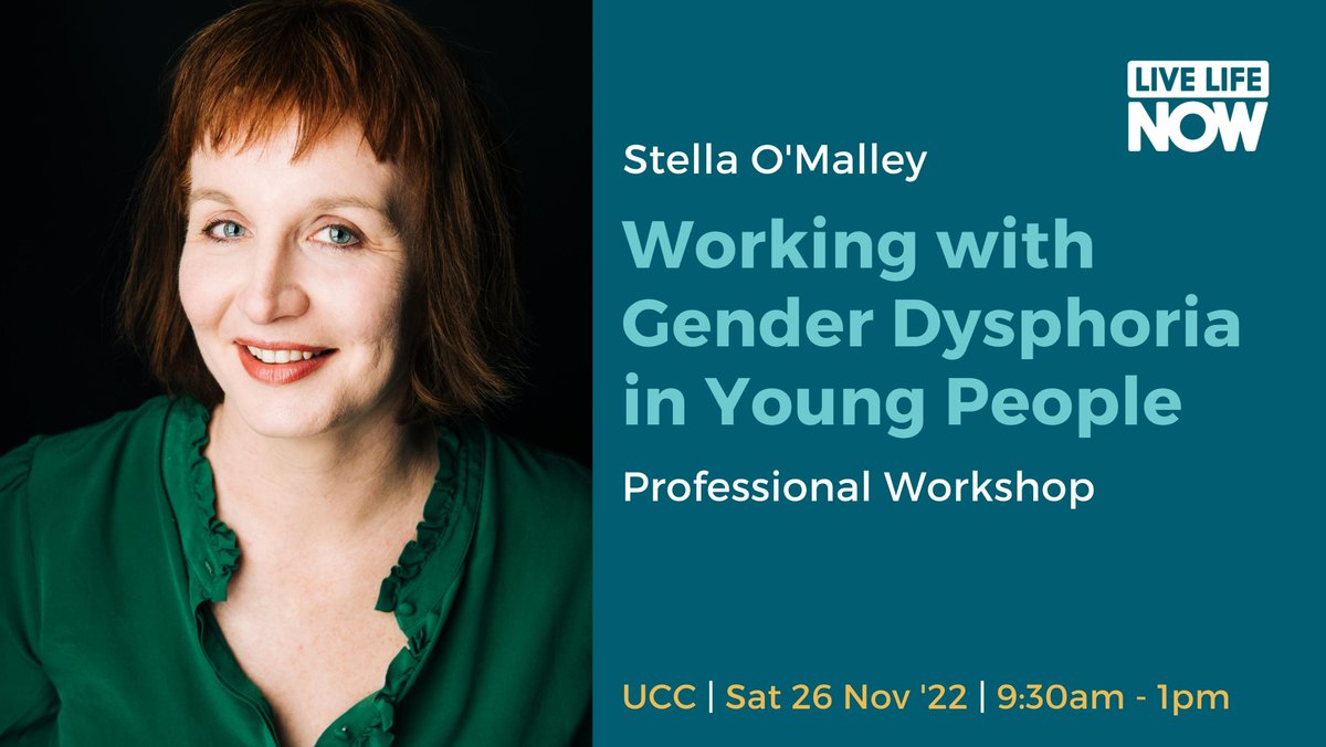 LiveLifeNowEve1's tweet photo. we're excited to bring @stellaomalley3 to Cork speak to psychotherapists, psychologists, teachers, GPs, nurses &amp; other pros on the evidence-based research, most up-to-date thinking &amp; understanding of how to support gender-related distress in young people https://t.co/vBJUTks9TR https://t.co/VZYFYY7ogp