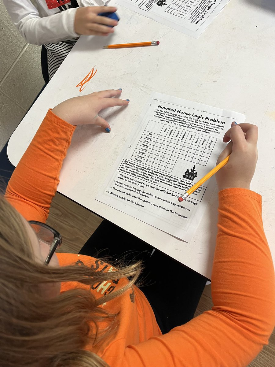 BMSHCroft's tweet photo. Halloween logic puzzles today in math! Happy Halloween 🎃 #BrunswickPride https://t.co/0E6HLFMqEz