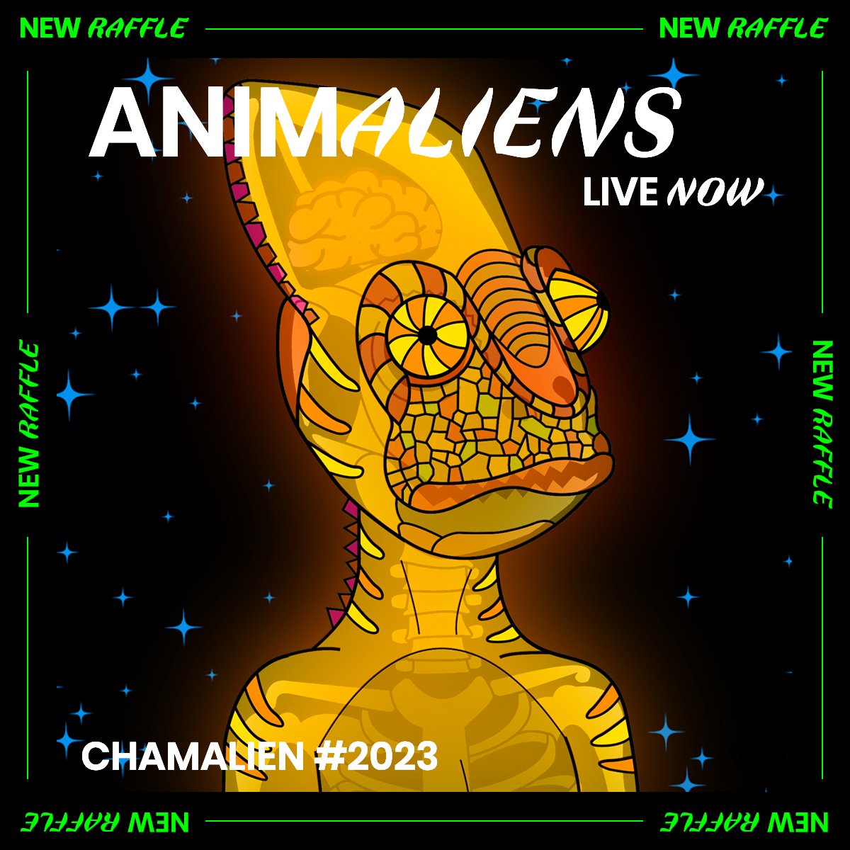AnimaliensNFT's tweet photo. 🎊CHAMALIEN #2023 RAFFLE IS LIVE🎊

Our 7th public raffle is now live! 
Join us for a chance to win an Animaliens NFT

1 Animaliens NFT = 1 Ticket (This means that your NFT is your ticket)

Go to https://t.co/iEgm3NBSsn and join! https://t.co/GXh1EMz4iV