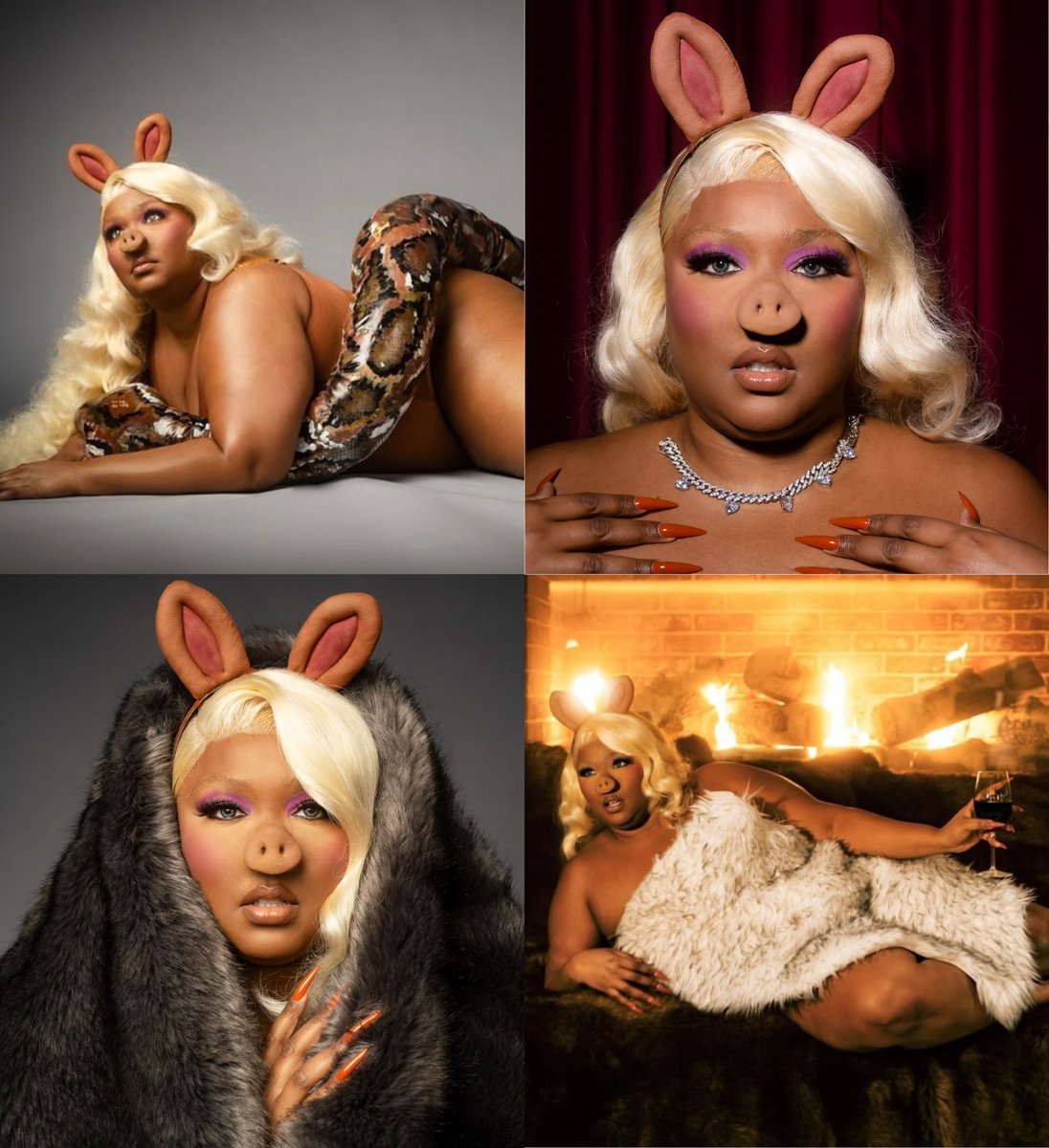 Lizzo dresses up as Miss Piggy for Halloween.