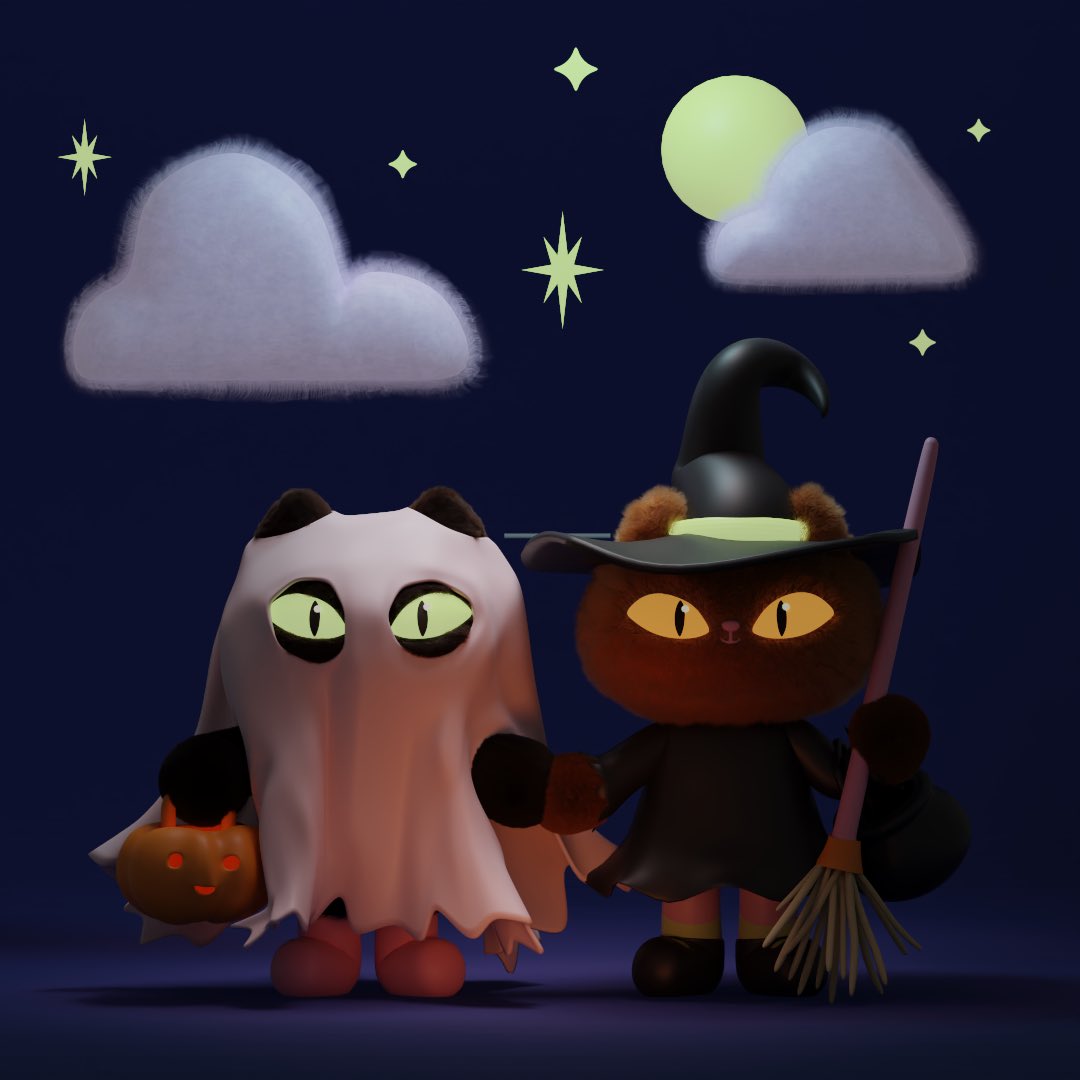 rowanthorp's tweet photo. Happy Halloween! 🎃 ✨ #Blender3d https://t.co/n0XFVvPPFp