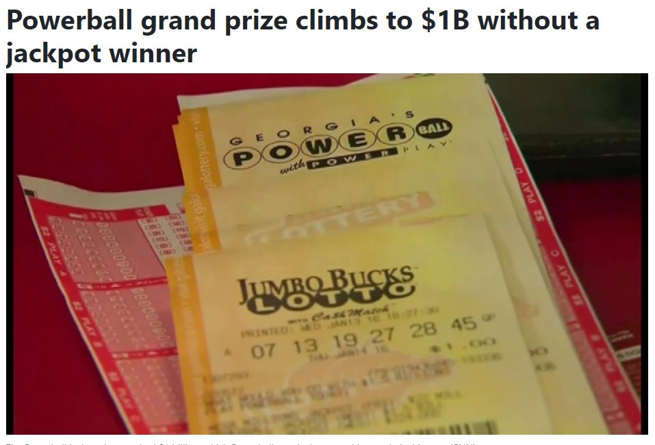 I don't know if I can quite fathom how much $1B can be, but I do know it could help a lot of people if/when I win it! :)  Good luck on your Powerball dreams and aspirations if you're playing it!https://t.co/y4KYNtVClV https://t.co/9s4WsDn078
