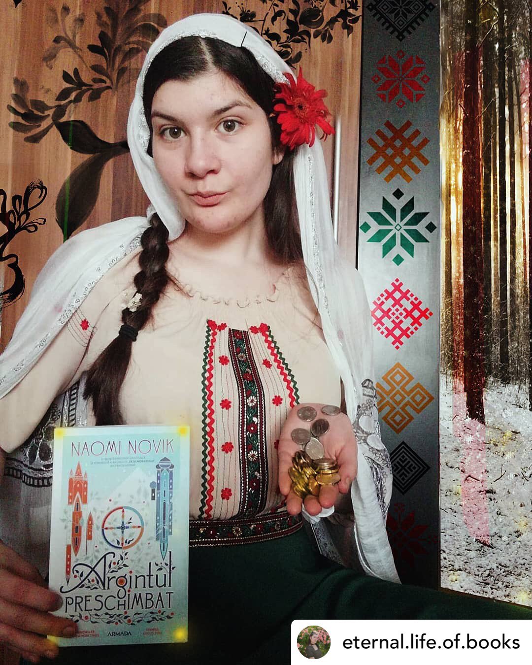 Naomi Novik on X: Happy to see SPINNING SILVER also inspire a couple of  Miryems! Nicely incorporating traditional patterns & embroidery into their  costume designs as well.  / X