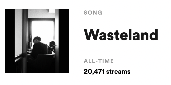 Quite proud my single 'Wasteland' has been streamed more than 20.000 times in less than 2 months!!          thnx for listening! 🖤 #landmark