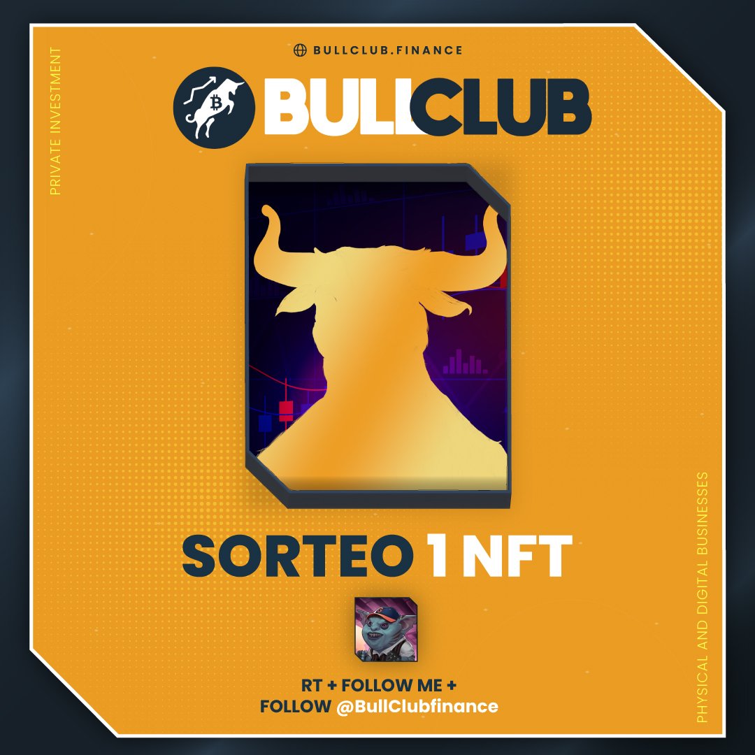 cryptokakarot's tweet photo. 🌶️🔥🚀𝗡𝗨𝗘𝗩𝗢 𝗠𝗘𝗚𝗔 𝗦𝗢𝗥𝗧𝗘𝗢🚀🔥🌶️

Se está sorteando 1 magnífico #NFT de @BullClubfinance (valorado en +200$) 🤠⚡️

📍Requisitos para participar:
1⃣ Retweet🐬
2⃣ Like🦄
3⃣ Seguir a @BullClubfinance y @cryptokakarot1🦥
4⃣ Menciona un amigo en comentarios 🫂 https://t.co/huZILswyAq