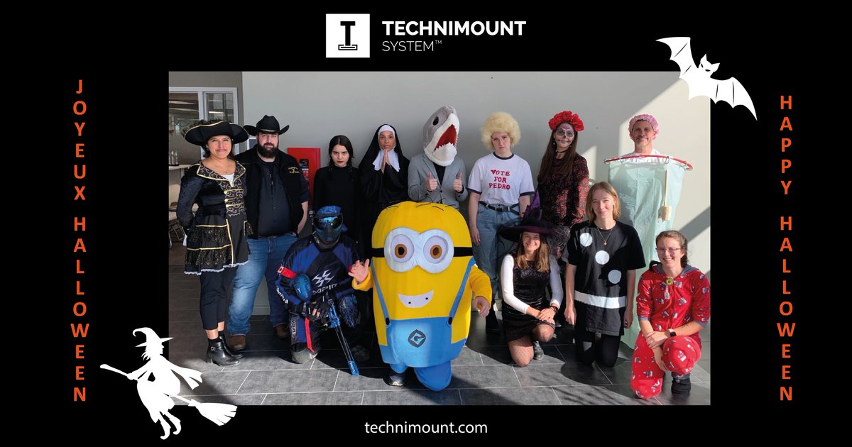 TechnimountSyst's tweet photo. Happy Halloween from all of us at Technimount System! 🎃
Have a safe and fun night!                     
__________
De la part de toute l'équipe de Technimount System : Joyeux Halloween ! 🎃
Soyez prudents et passez une belle soirée!
#halloween2022 #TechnimountSystem https://t.co/V6yPRRhu8x