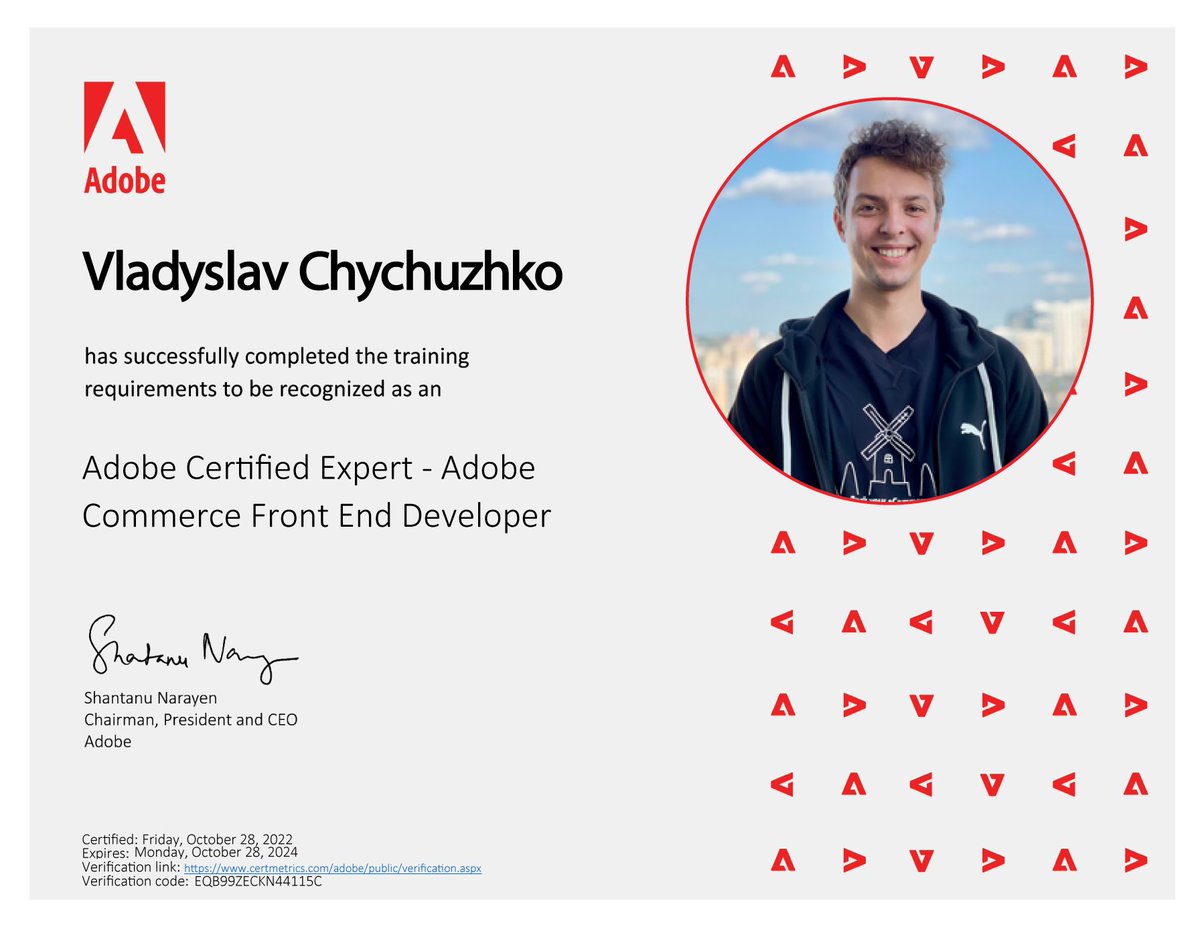 Now Vladyslav is not only Adobe Certified Professional - Adobe Commerce Developer but Adobe Certified Expert - Adobe Commerce Front End Developer 😎  Congratulations  👏  He can rock eCommerce for real 🎸 #eltrino #magento #magentodevelopers #AdobeCertifiedExpert #AdobeCommerce