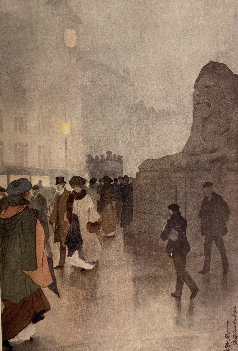 Trafalgar Square - Afternoon.
Yoshio Markino 
( London pictured by Yoshio Markino 1917)