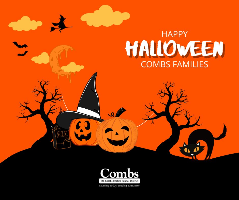 JOCombsUSD's tweet photo. Happy Halloween #CombsCommunity! Have a super spooky fun Halloween and please remember to be safe if you are out trick-or-treating tonight 🎃 #Halloween https://t.co/OTAunHL7aV