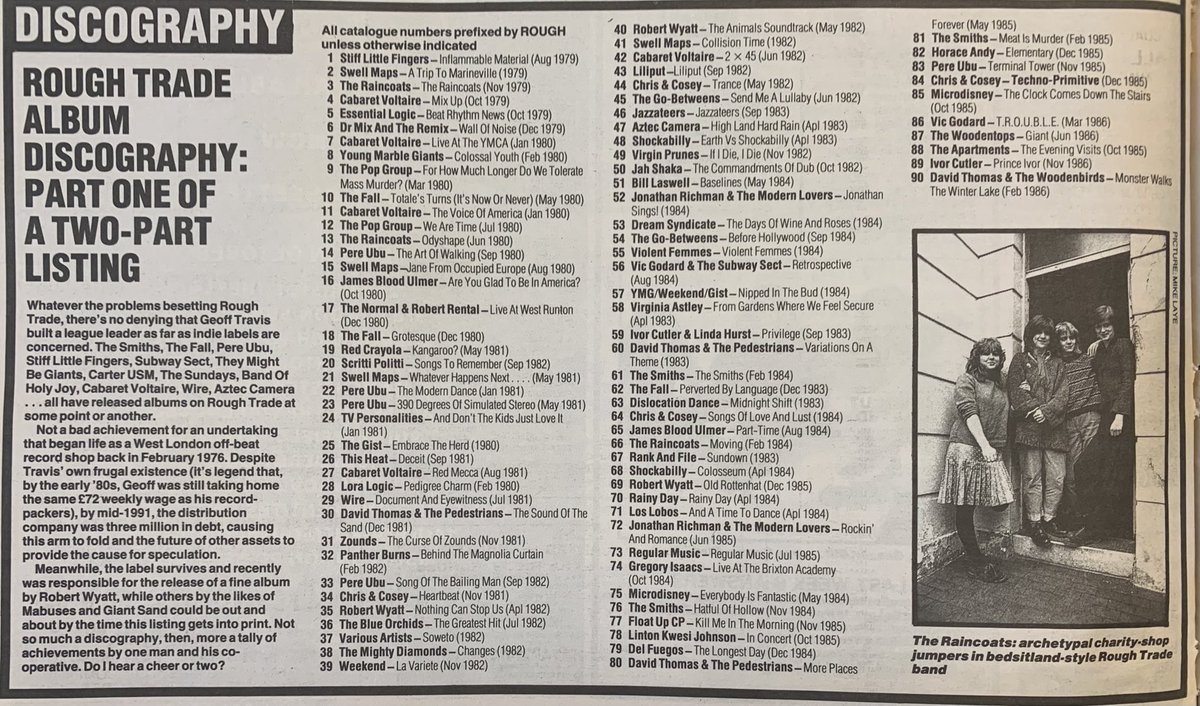 Discography! Rough Trade Albums part one! NME, 12 October 1991. #NME #MyLifeInTheUKMusicPress #1991