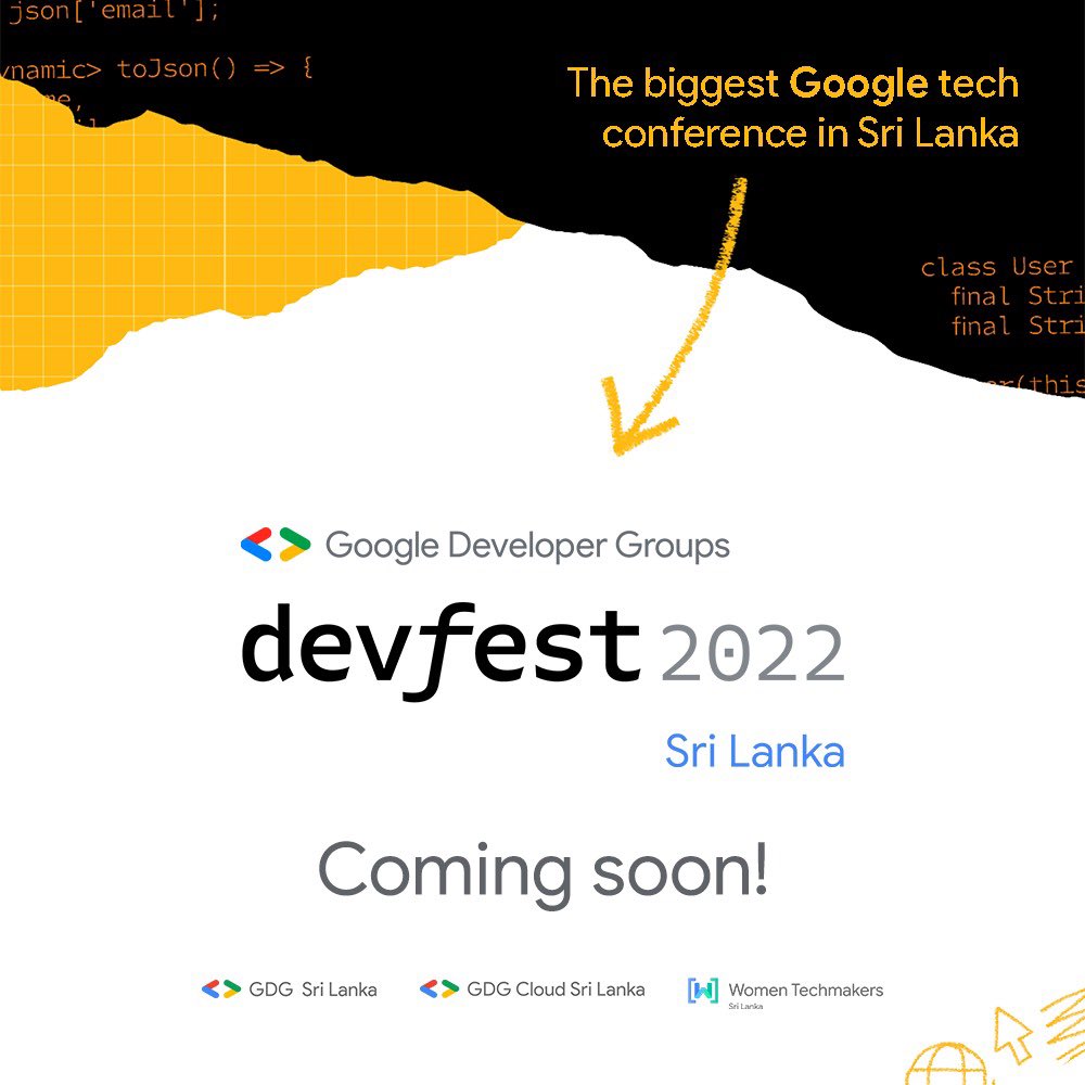 GDGLK's tweet photo. GDG SL in collaboration with @googlecloud SL and @WTMSriLanka presents DevFest Sri Lanka 2022, the largest Google tech conference of the year for developers in person!
#GoogleDevCommunity #DevFest2022 #DevFest #GDG #GDGLK #WTMSL #GDGCloudSL #DevFestSL #SriLanka #WTM #GDGCloud https://t.co/w6PovdPdfT