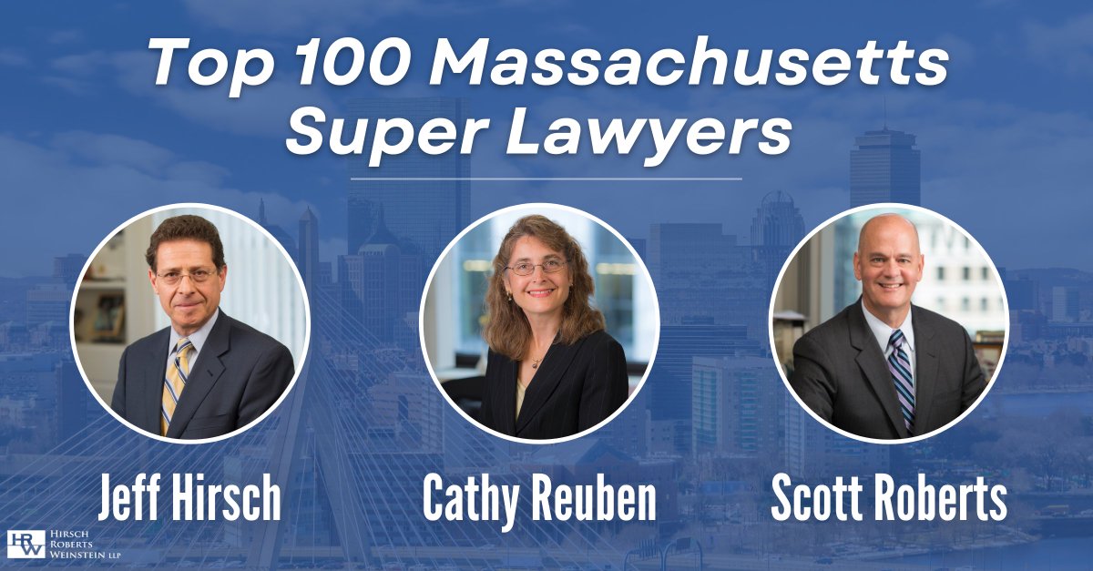 HRWLawyers's tweet photo. HRW is proud to announce that Jeff Hirsch, Cathy Reuben, and Scott Roberts were named Top 100 Massachusetts lawyers by @SuperLawyers in their 2022 edition! 17 HRW attorneys were named 2022 Super Lawyers and Rising Stars. The full list can be found here: https://t.co/xswLYYLcPI https://t.co/OSkLdEmyM1